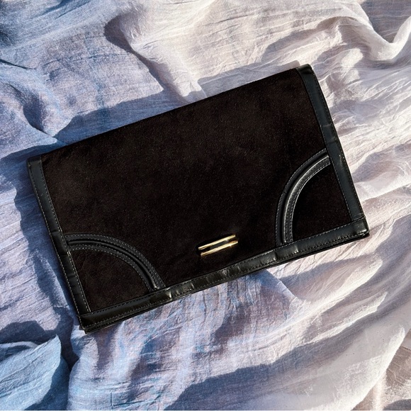 Vintage Black Suede Clutch - Picture 1 of 5